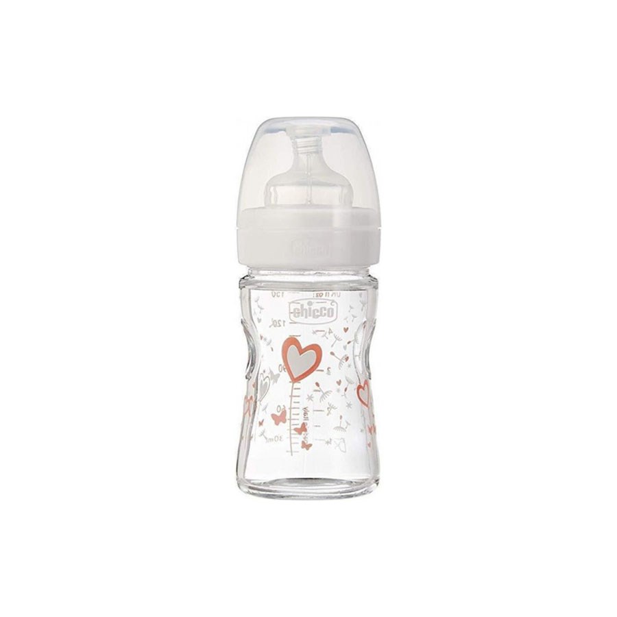 Chicco Desenli Cam Silikon Biberon 150 ml Kız