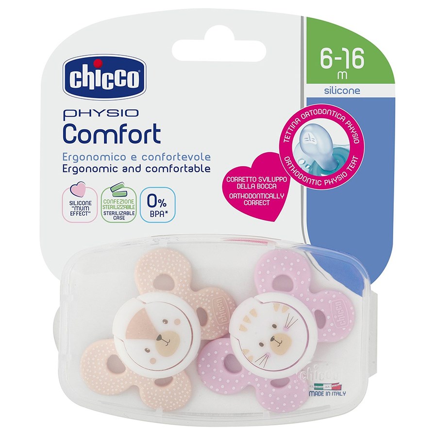 Chicco Physio Comfort Silikon 2'li Emzik Kız 6-12 Ay 