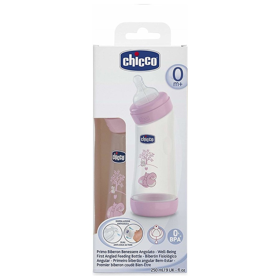 Chicco Wellbeing İlk Açılı Biberon 250 ml Kız