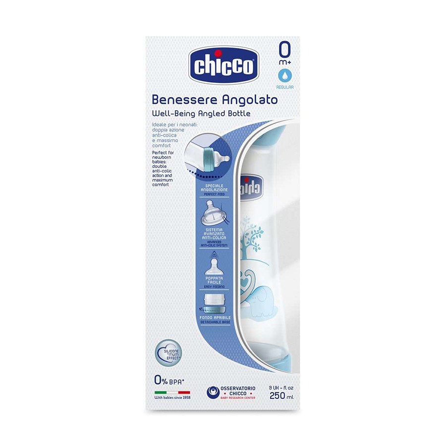 Chicco Wellbeing İlk Açılı Biberon 250 ml Erkek
