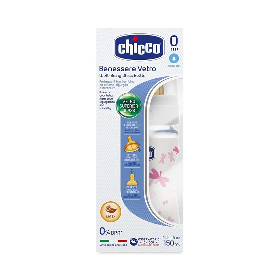 Chicco Wellbeing Kauçuk Cam Biberon 150 ml Kız