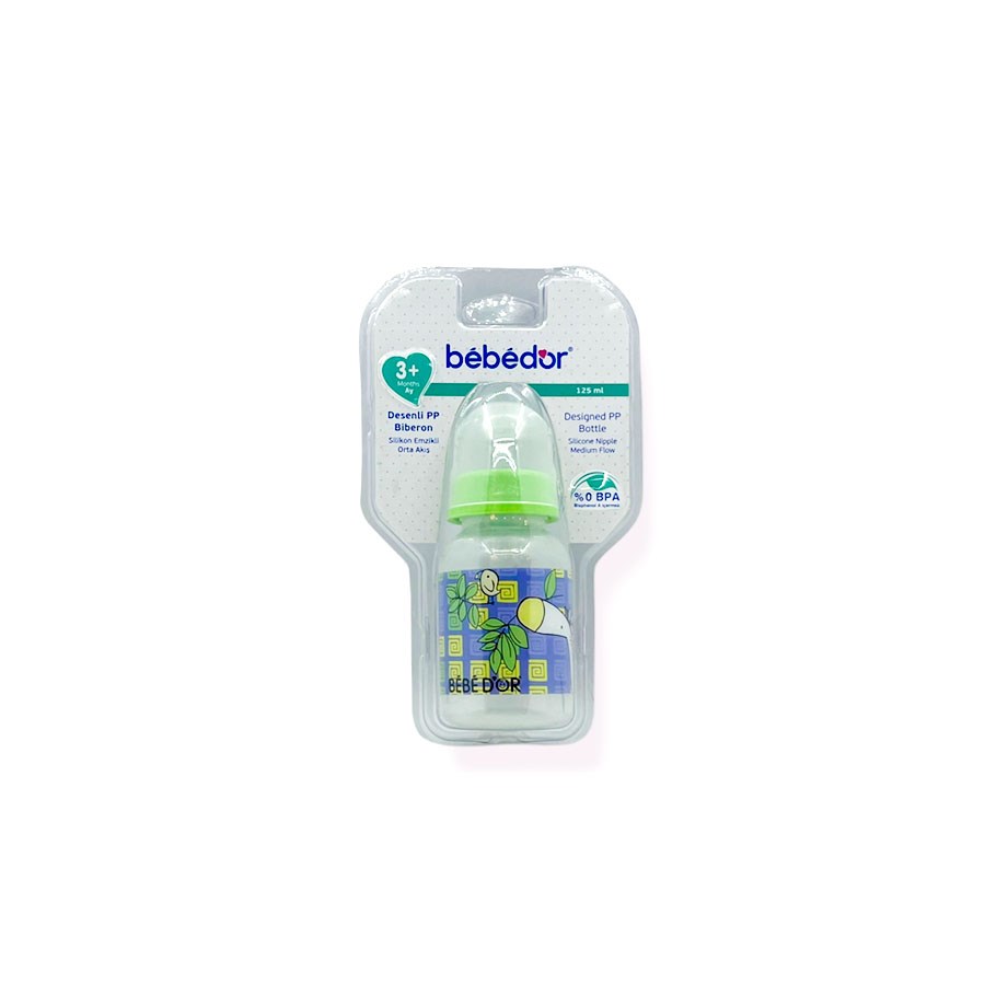 Bebedor Desenli Pp Biberon Silikon Emzikli Orta Akış 125ml 