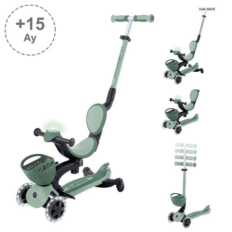 Globber Go Up Baby 360 Işıklı Scooter Zeytin Yeşil 