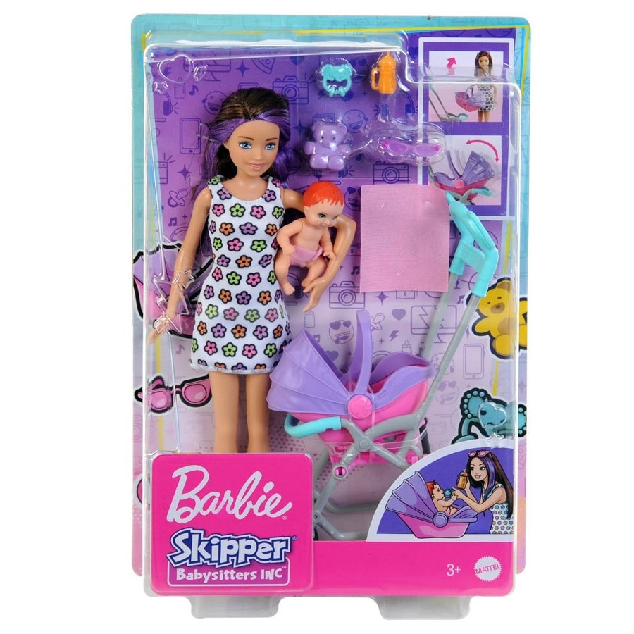 Barbie Bebek Bakıcılığı Oyun Seti Bebek Arabası