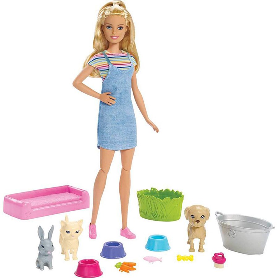 Barbie ve Hayvanları Banyo Eğlencesinde Oyun Seti 