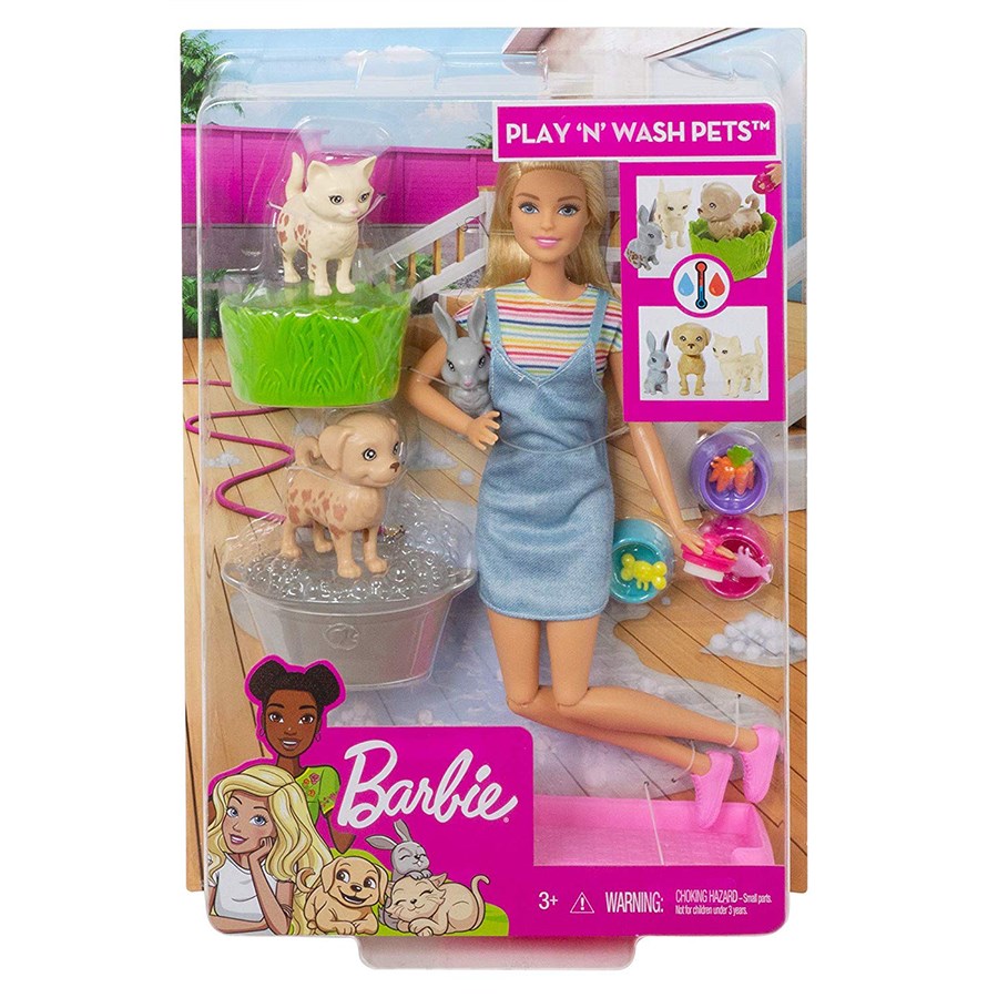 Barbie ve Hayvanları Banyo Eğlencesinde Oyun Seti 