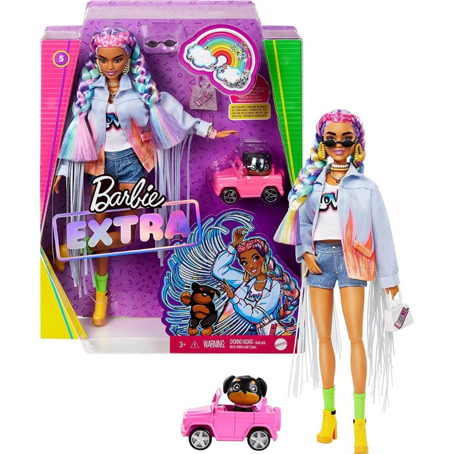 Barbie Extra Renkli Örgü Saçlı Bebek 