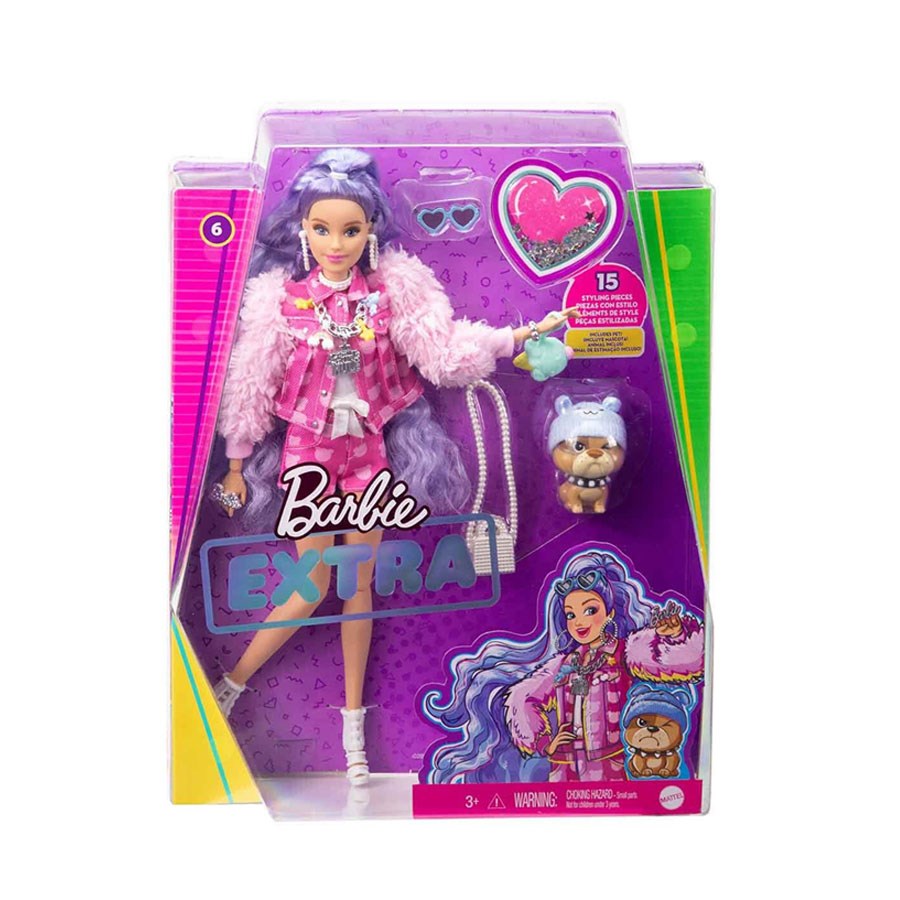 Barbie Extra Mor Saçlı Bebek 