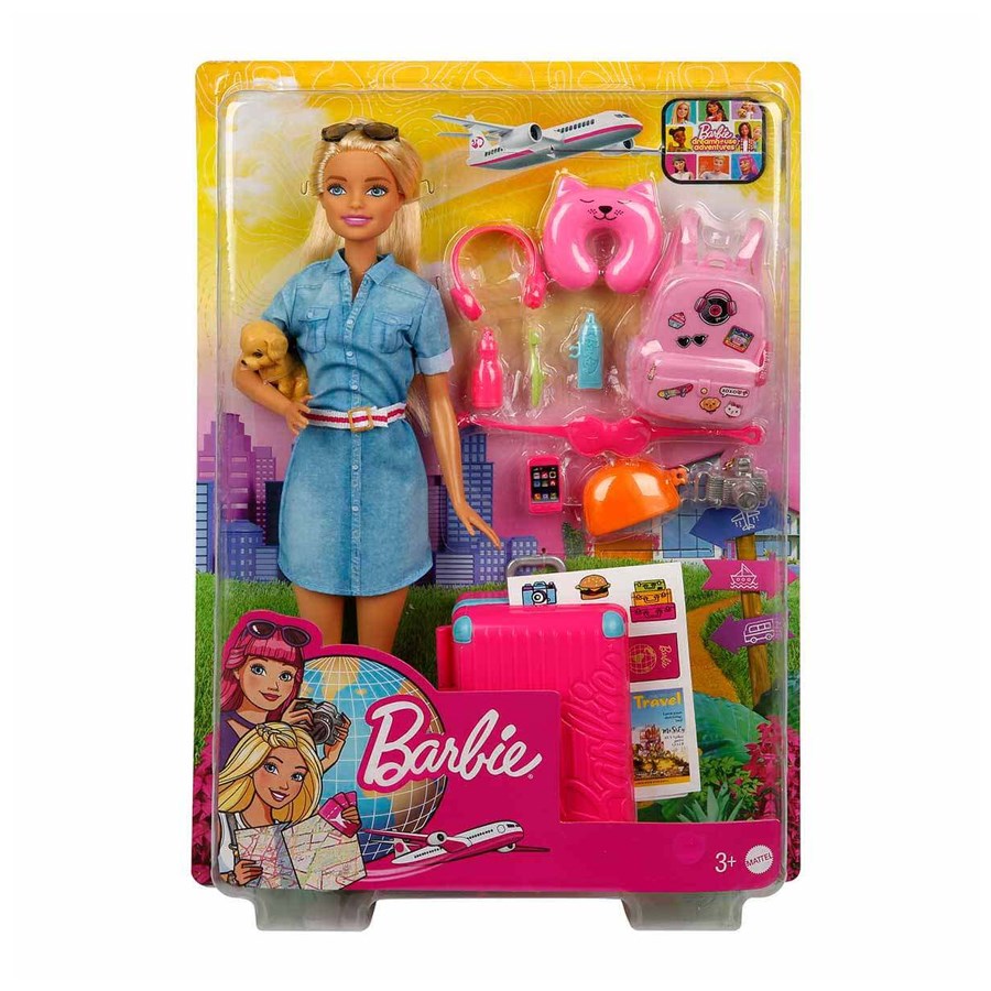 Barbie Seyahatte Bebeği ve Aksesuarları 