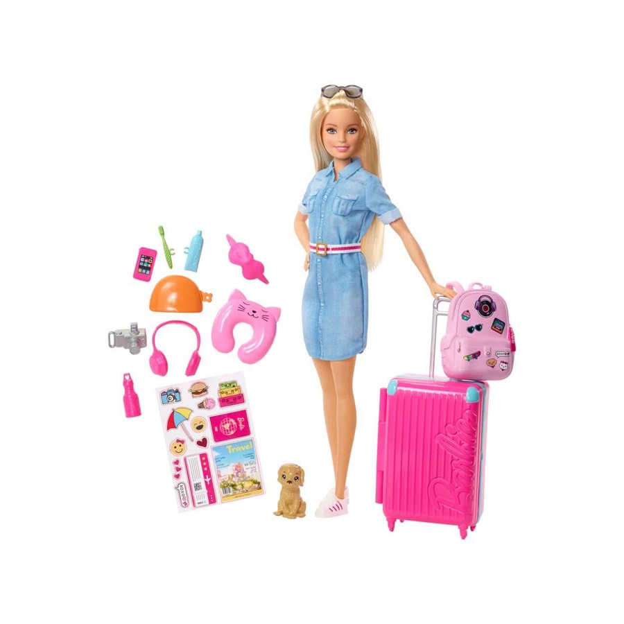 Barbie Seyahatte Bebeği ve Aksesuarları 