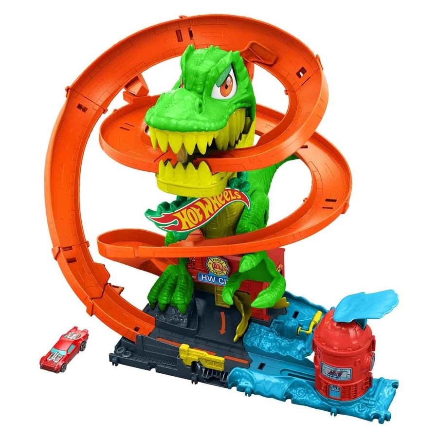 Hot Wheels T-Rex ve İtfaiye İstasyonu Oyun Seti 