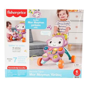 Fisher Price Sesli ve Işıklı Mor Maymun Yürüteç