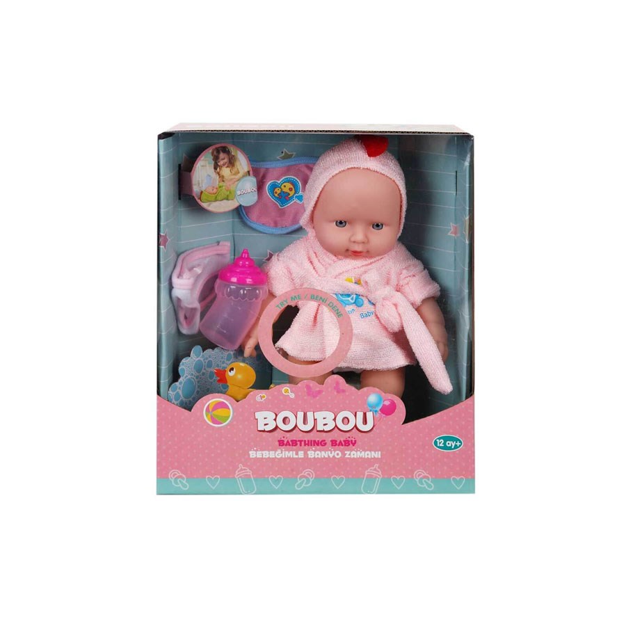 Bornozlu Sesli Bebek 26 cm Pembe