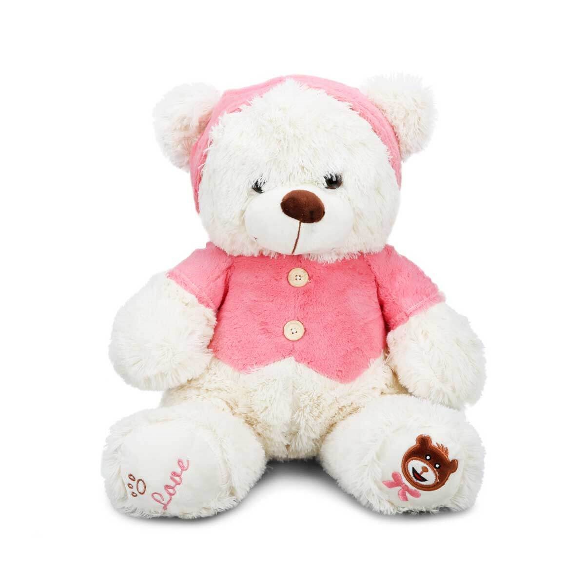 Peluş Ayı Oturan Tshırt Ve Şapkalı 43cm 