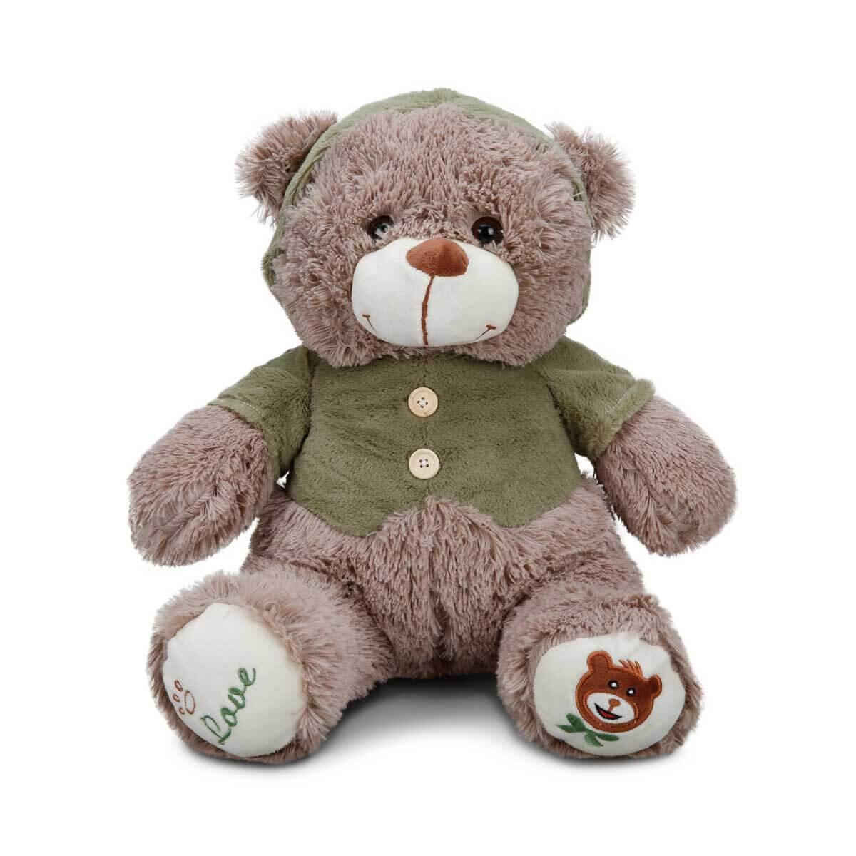 Peluş Ayı Oturan Tshırt Ve Şapkalı 43cm 