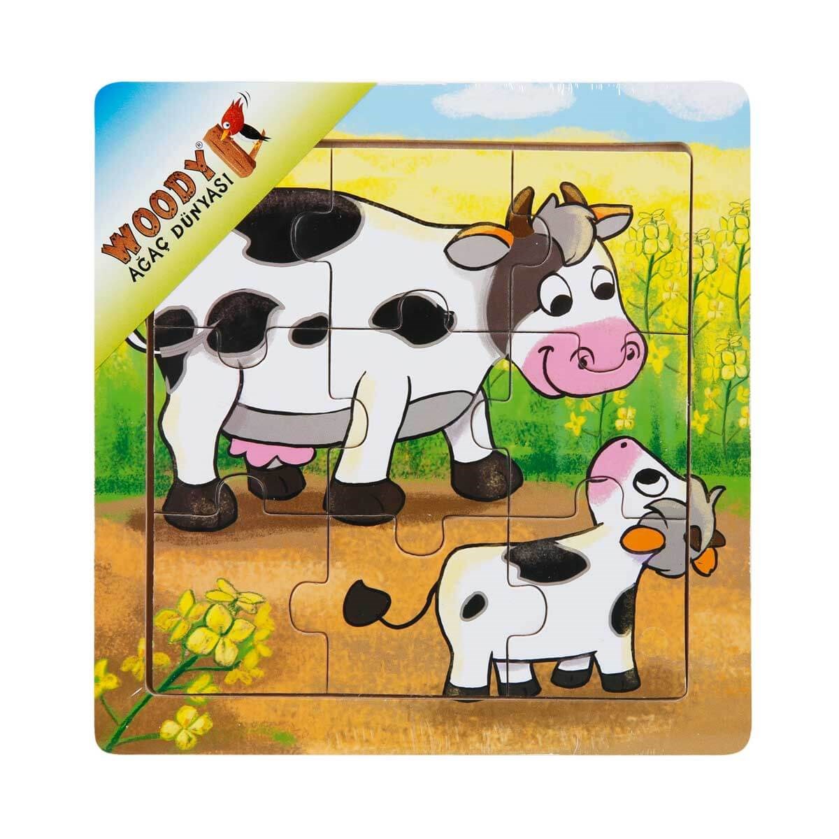 Tahta Puzzle 9 Parça Mini Hayvanlar 