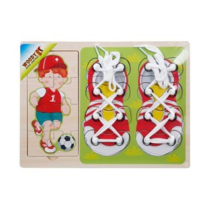 Woody Ahşap Puzzle Ayakkabı Bağlama 16 Parça