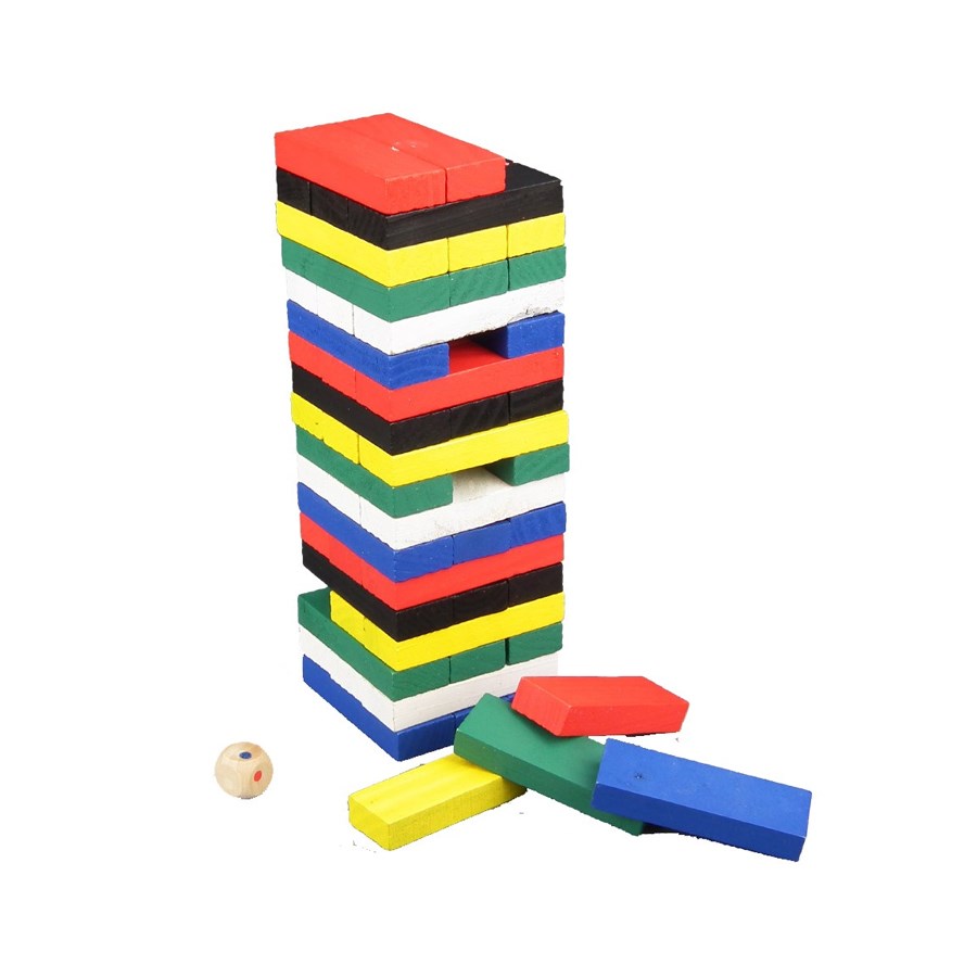 Renkli Ahşap 48 Parça Jenga 