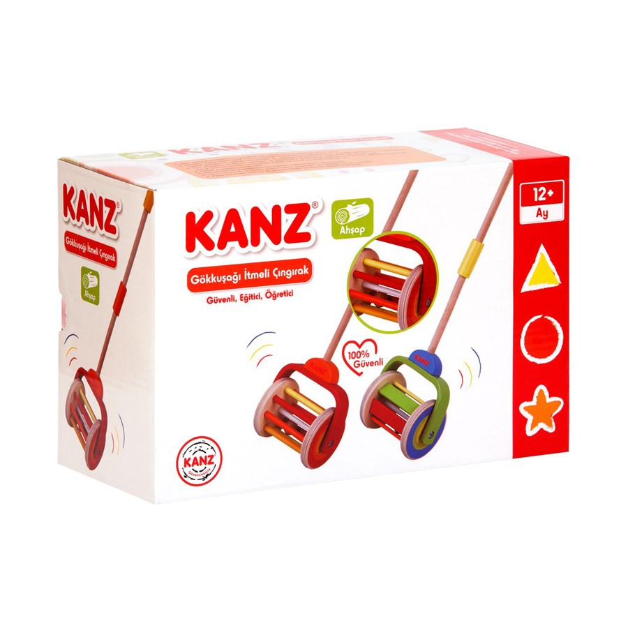 Kanz Ahşap Gökkuşağı İtmeli Çıngırak 