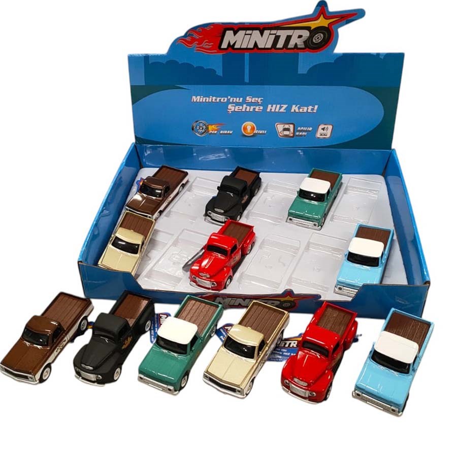 Metal Çekbırak Sesli Işıklı Klasik Pickup 1:36 