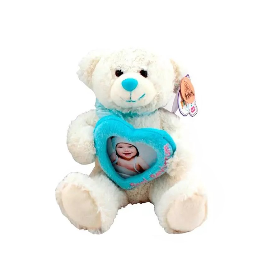 Kalpli Çerçeveli Peluş Ayı 22cm Mavi