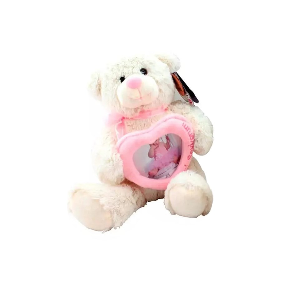 Kalpli Çerçeveli Peluş Ayı 22cm Pembe