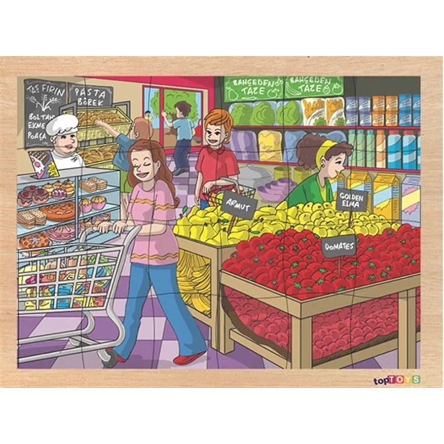 24 Parça Ahşap Puzzle-Alışveriş 