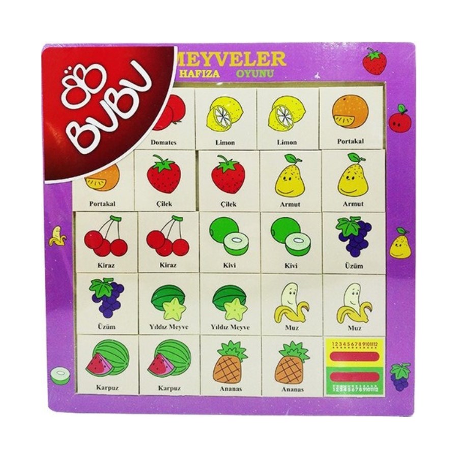 Bu-Bu Ahşap Puzzle Meyveler Hafıza Oyunu 30x30  