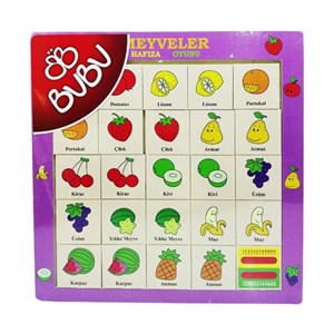 Bu-Bu Ahşap Puzzle Meyveler Hafıza Oyunu 30x30 