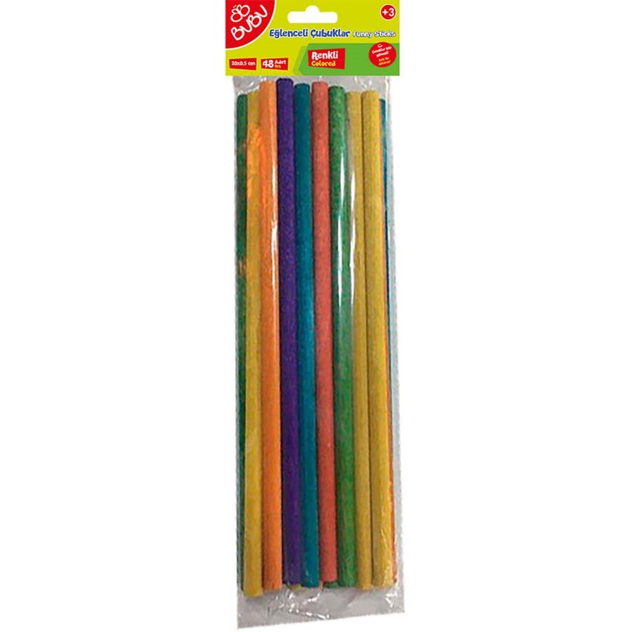 Bu-Bu Eğlenceli Çubuklar Renkli 20x0,5 Cm 24 Lü 