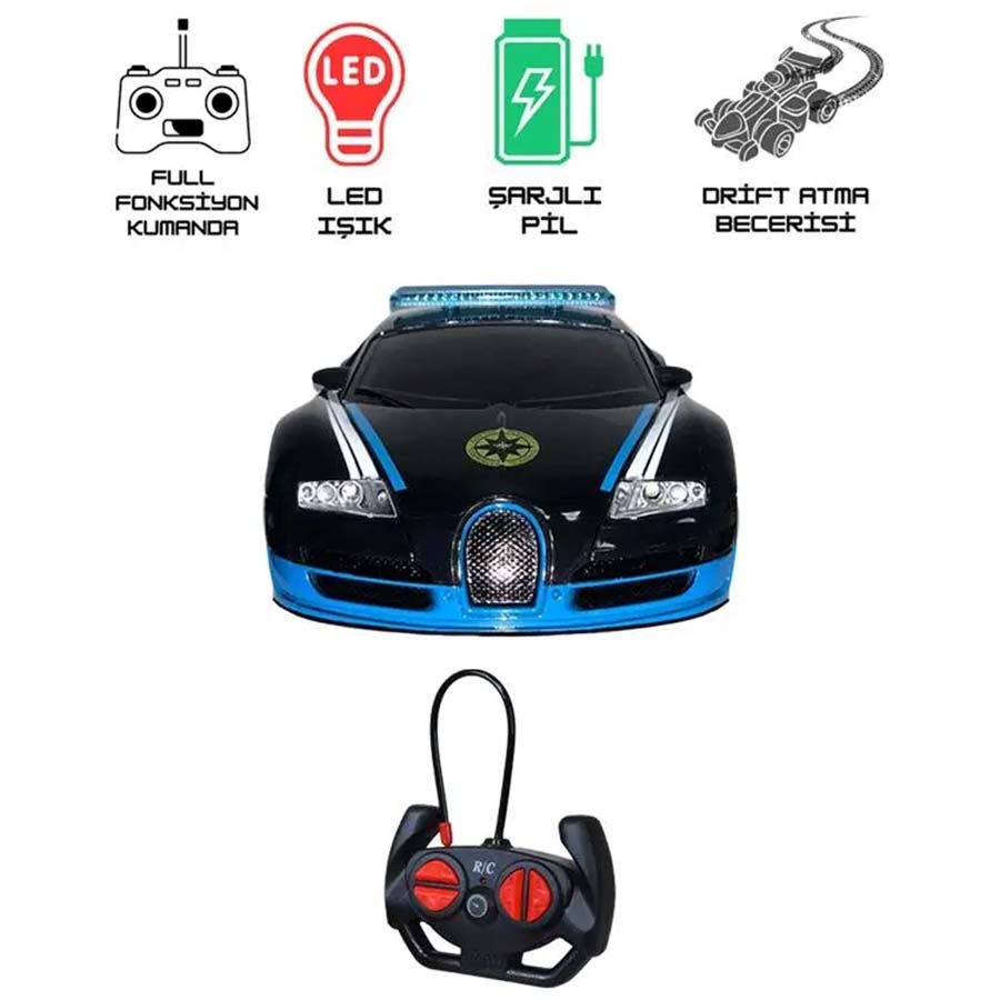 Işıklı ve Sesli Kumandalı Polis Arabası 1:16 