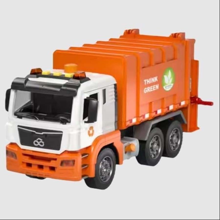 Sesli ve Pilli Çöp Kamyonu Turuncu 1:10 