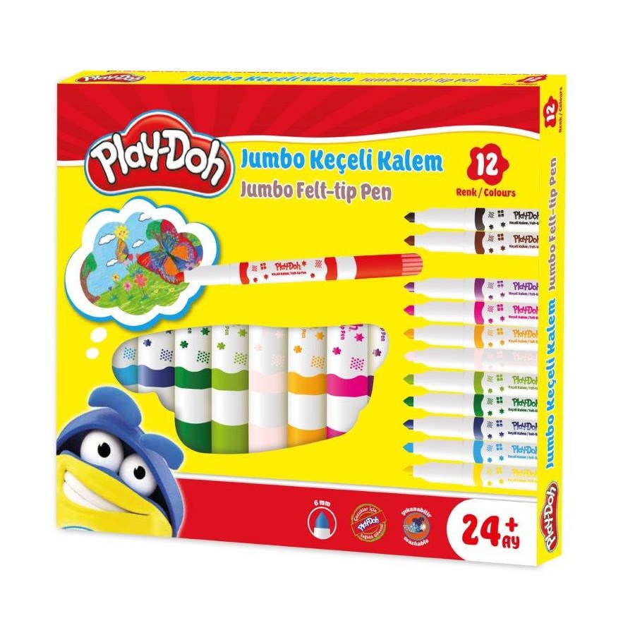 Play-Doh 12 Renk Jumbo Keçeli Kalem 6 Mm 