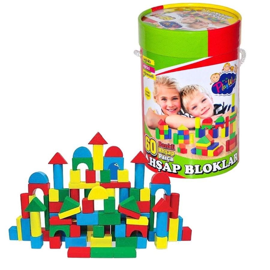 Playwood Renkli Ahşap Bloklar 60 Parça 