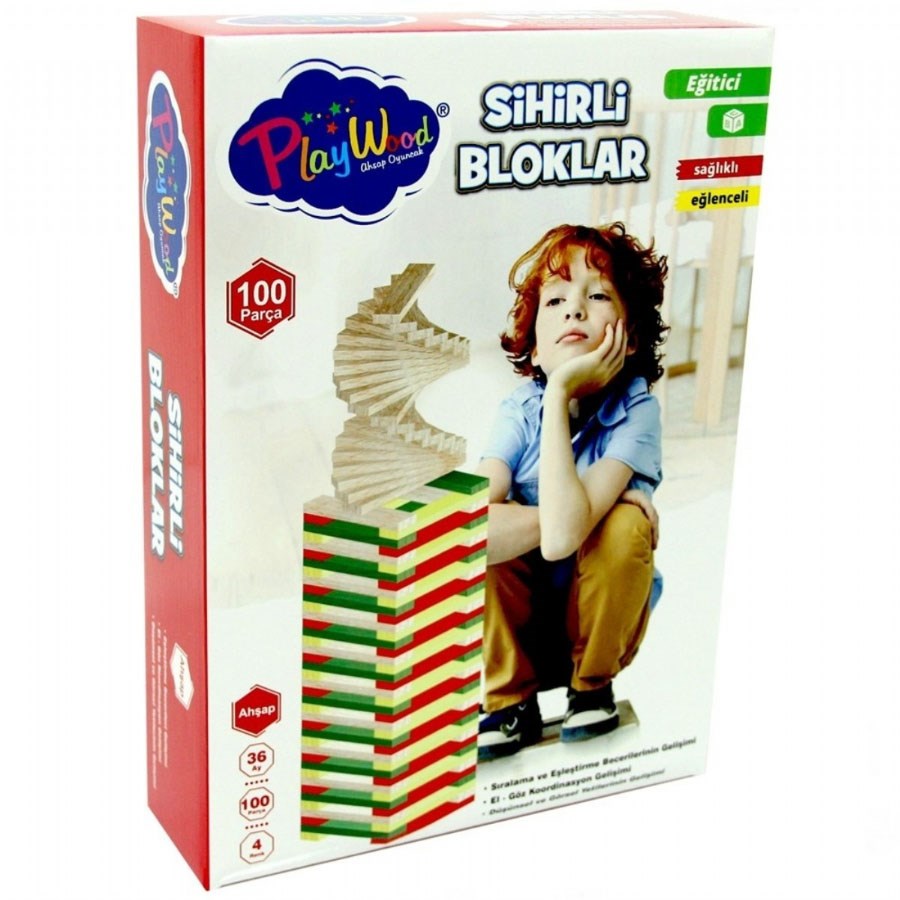 Playwood Ahşap Sihirli Bloklar 100 Parça 