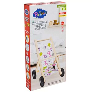 Playwood Kutuda Ahşap Oyuncak Bebek Arabası