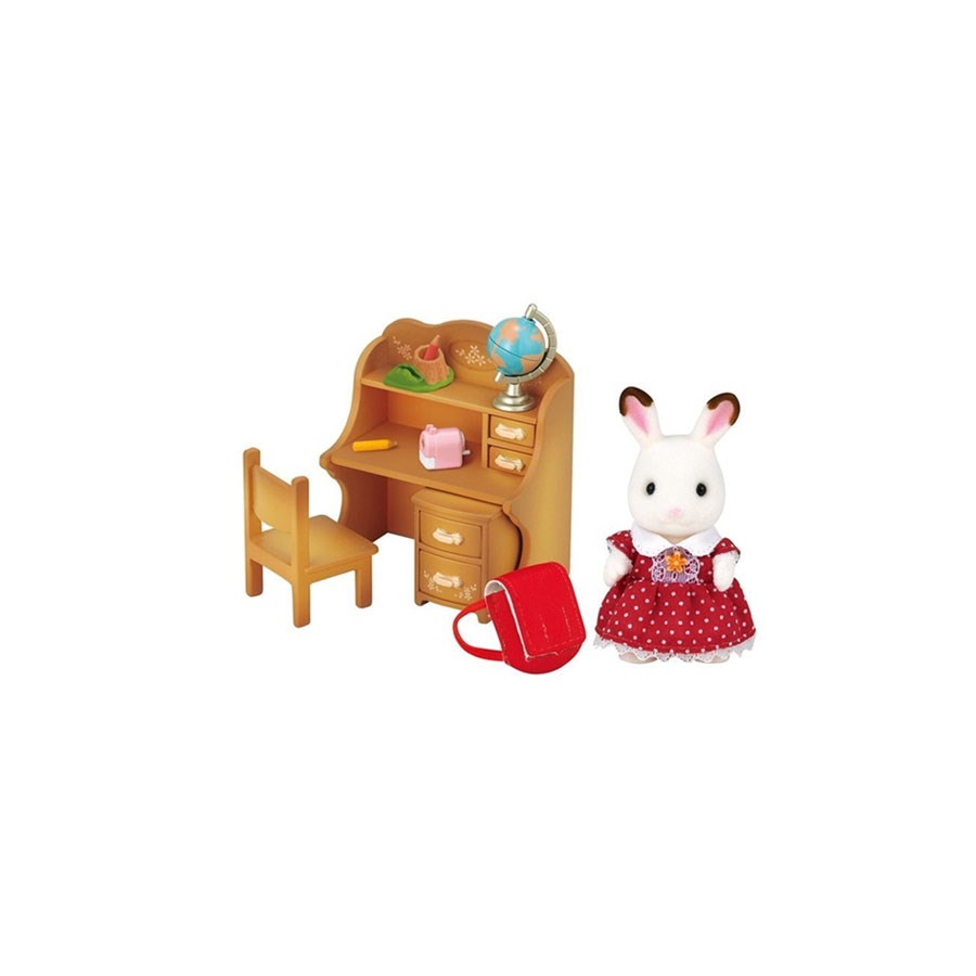 Sylvanian Families Çikolata Kulaklı Tavşan Kız ve Çalışma Masası 