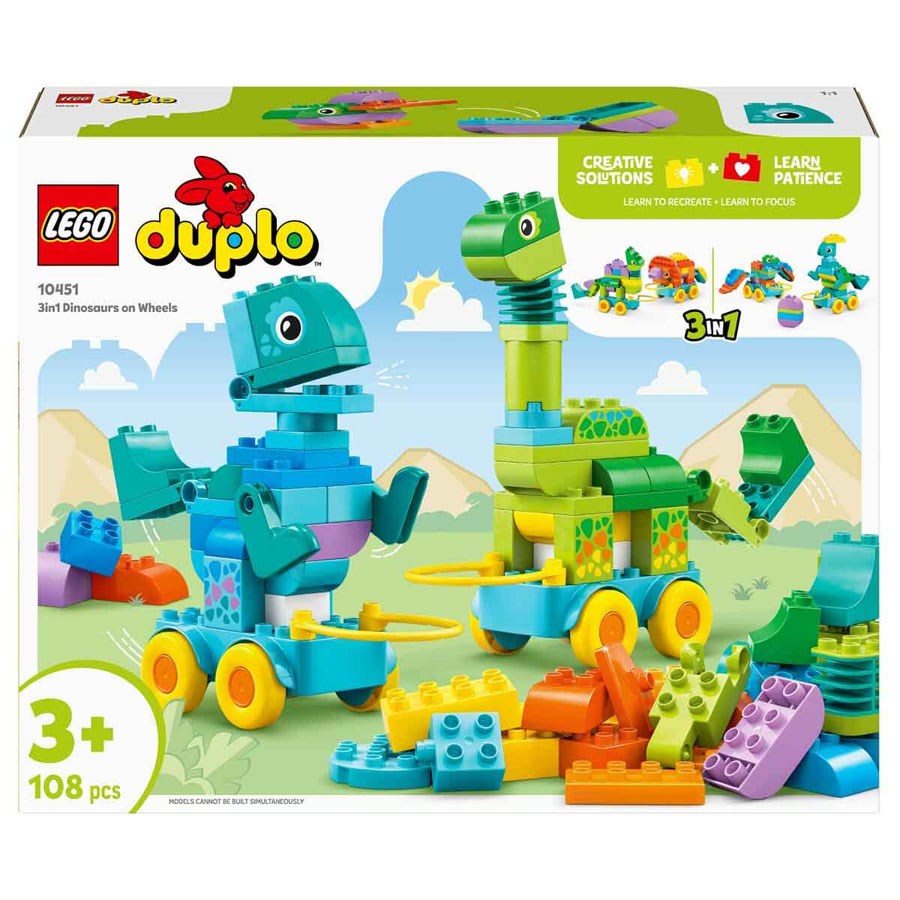 Lego Duplo 3`ü 1 Arada Tekerlekli Dinazorlar 