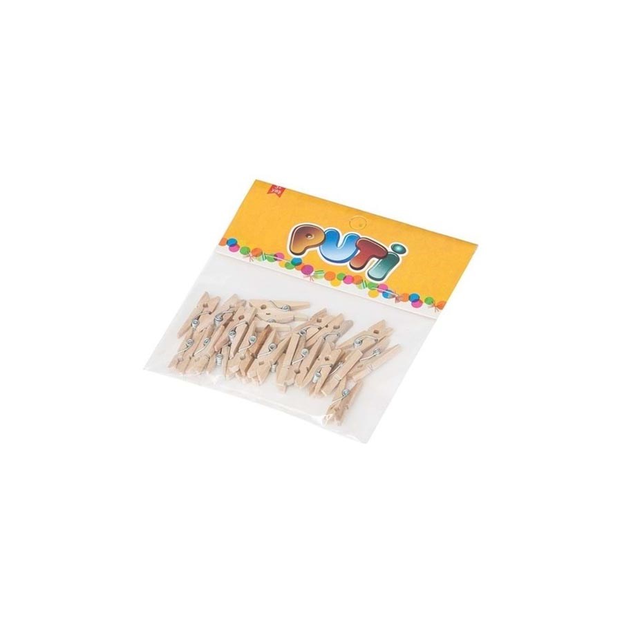 Puti Ahşap Mandal Naturel 24 Lü 