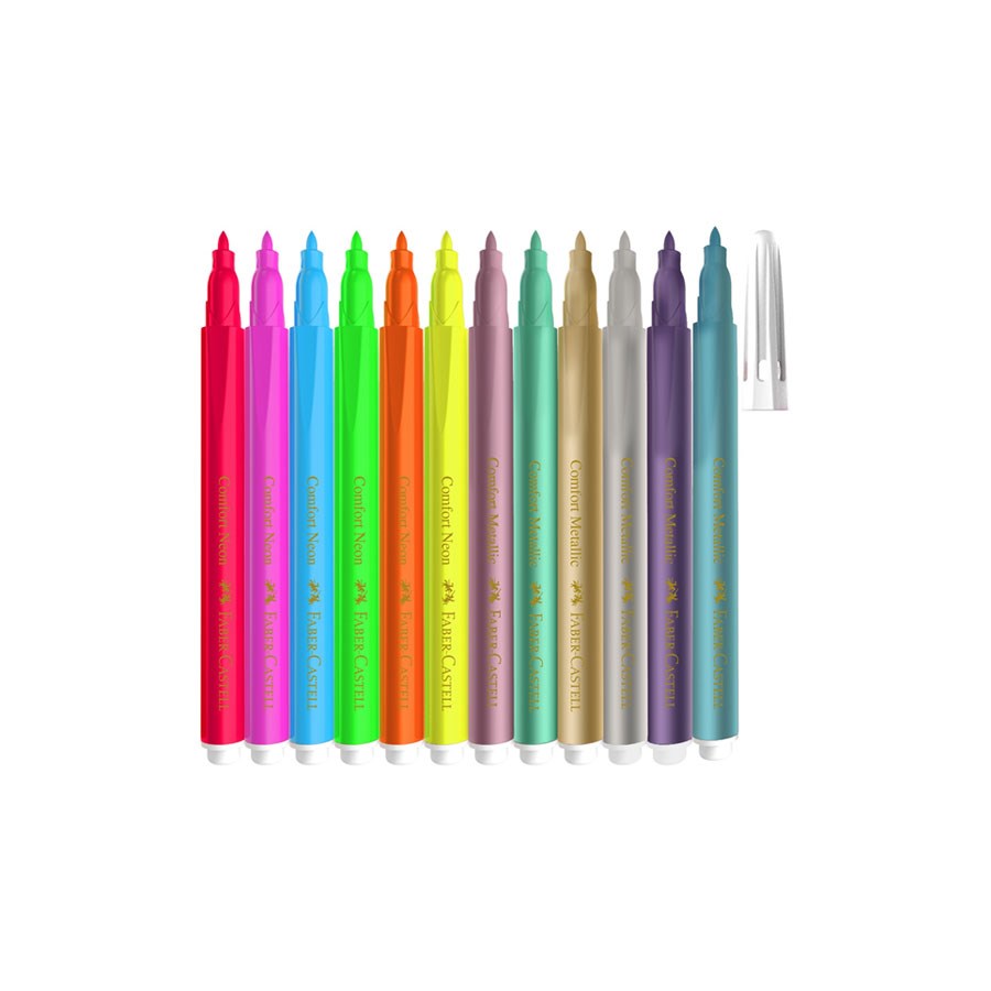 Faber-Castell Comfort Metalik ve Neon 12'li Keçeli 