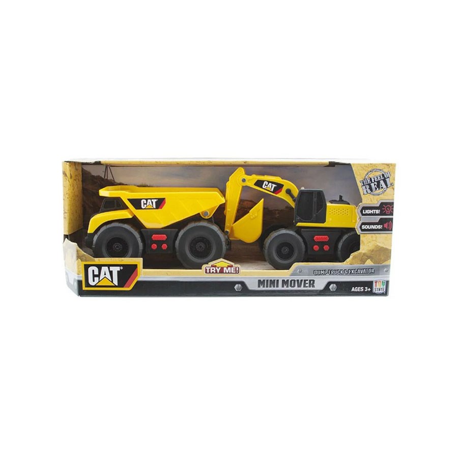 Cat Mini Sesli ve Işıklı 2'li Araç Set Dump Truck & Excavator