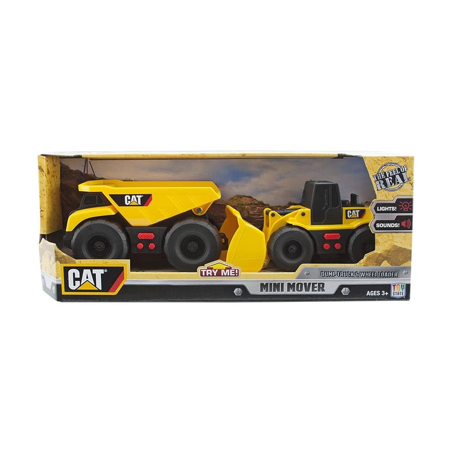 Cat Mini Sesli ve Işıklı 2'li Araç Set Dump Truck & Wheel Loader