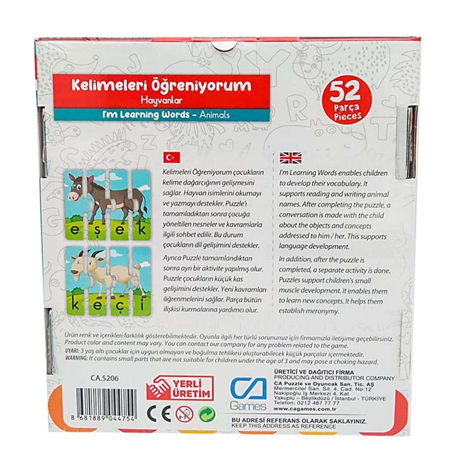 Kelimeleri Öğreniyorum-Hayvanlar 