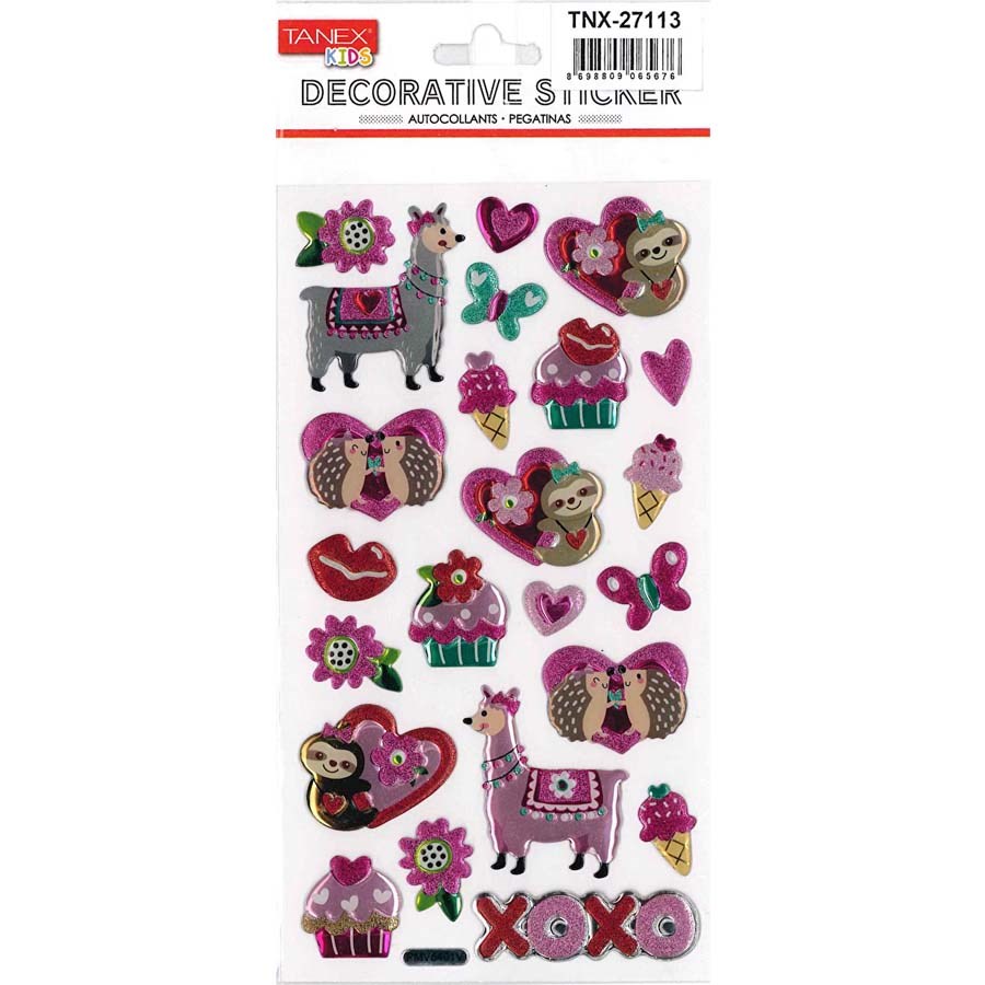 Tanex Puffy Aşık Lama ve Kirpi Serisi Sticker 