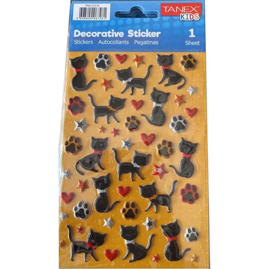 Tanex Puffy Kara Kedicikler Serisi Sticker 