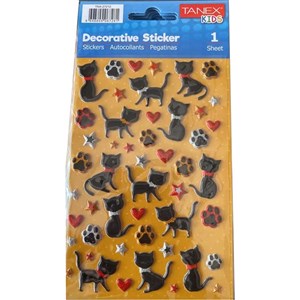 Tanex Puffy Kara Kedicikler Serisi Sticker