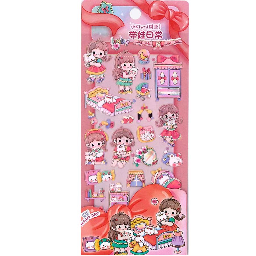 Tanex Puffy Sevimli Kız Serisi Sticker 