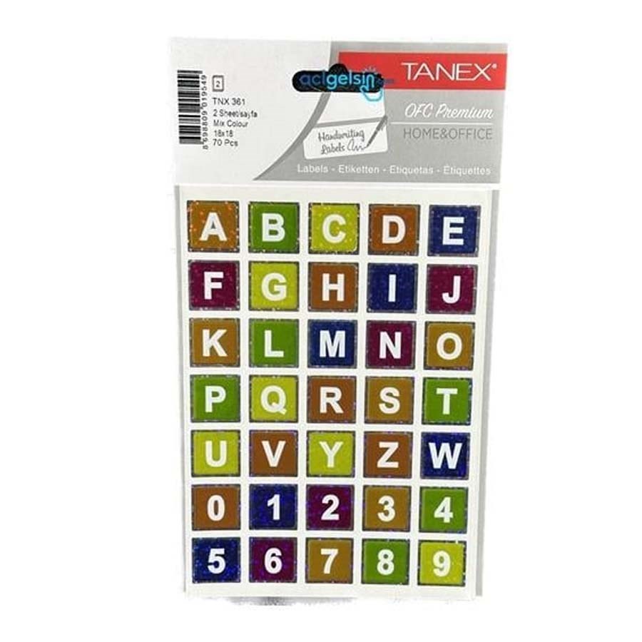 Tanex Çok Renkli Hologram Alfabe Etiketi 