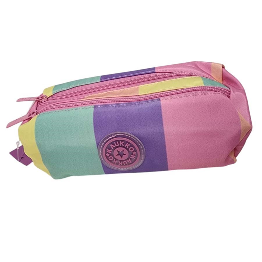 Kaukko Rainbow Dual Kalem Çantası - Line Pink 