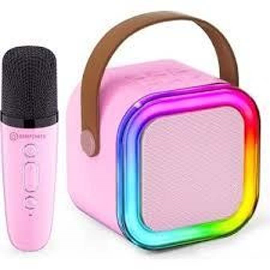 Karaoke Speaker Microphone Set Pembe 